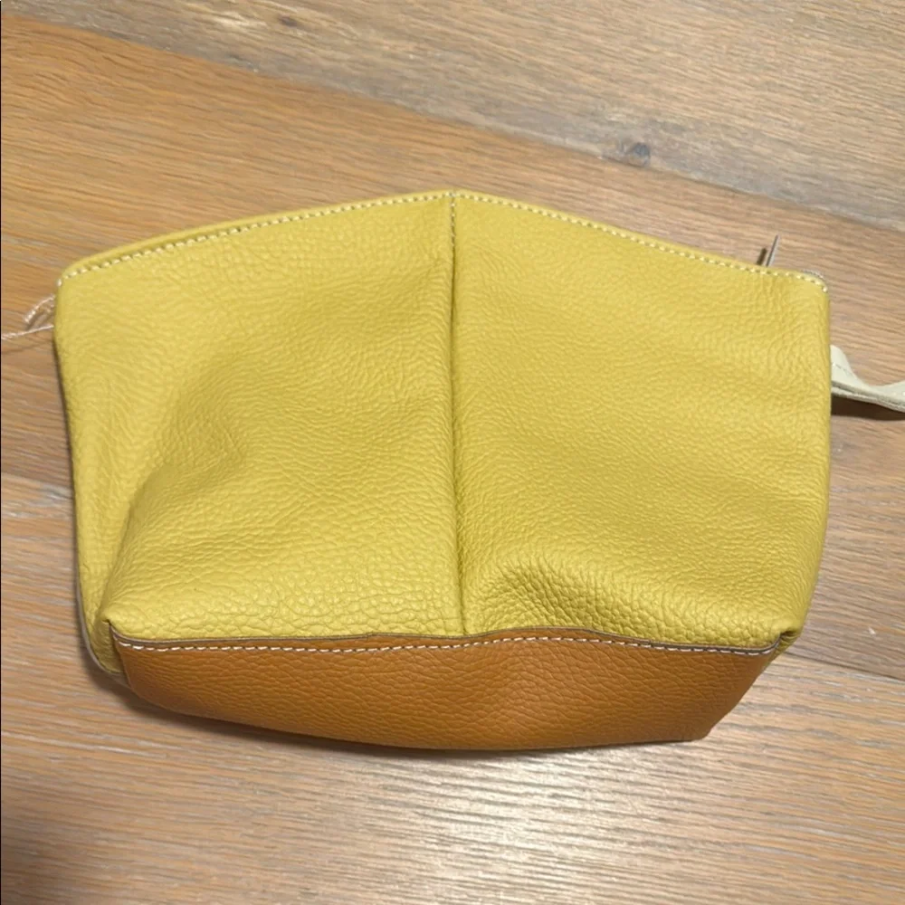Genuine Leather Zippered Wristlet Pouch Bag From Italy